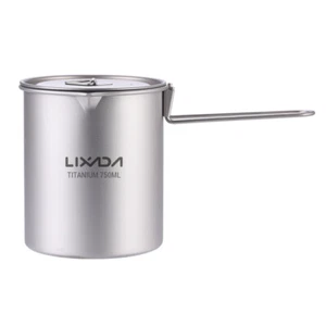 Lixada Ti Water Cup w/ Lid Hiking Ti Cup Round Bottom Edges Camping Tea Cup Z2C3 - Picture 1 of 9