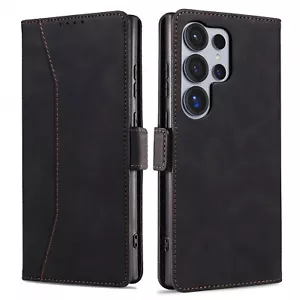 Custodia portafoglio flip pelle nera per Samsung Galaxy S25/S25Plus/S25 Ultra 5G - Foto 1 di 21
