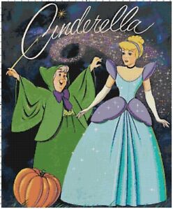 Handmade Cartoon Cinderella & Fairy Godmother Counted Cross-Stitch Pattern
