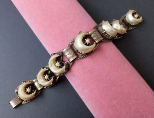 Vintage Half Moon Faux Pearl Lucite Bracelet - Picture 1 of 5