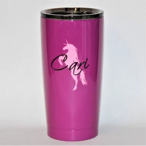 Customized Powder Coated Drinkware. Unicorn with Name. Choose colors and size. - Picture 1 of 6