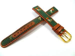 12 mm BRAUN GRÜN UHRENARMBAND GOLF BAND GOLFSPORT UHRENBAND LEDER 1235 - Picture 1 of 2