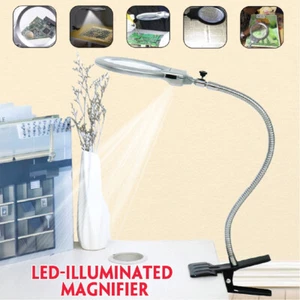 Magnifier LED Lamp 4x/6x Magnifying Glass Desk Table Light clip-on Reading Lamp - Picture 1 of 12