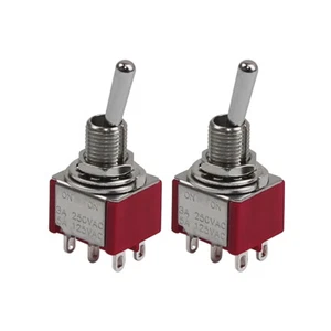 FLEOR 2PCS Red 2-way Mini Guitar Toggle Switch DPDT Type 2-Position ON/ON 3A - Picture 1 of 6