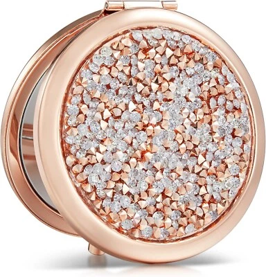 X-10 omiro taschenspiegel mit vergrößerung 1x/10x, handspiegel klein roségold