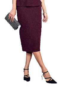 KALEIDOSCOPE BURGUNDY WINE BOUCLE SKIRT SIZE 10 NEW - Picture 1 of 2