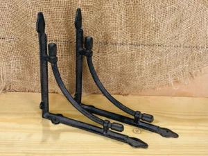 2 LARGE Shelf Brackets Corbels Wall Cast Iron Rustic Farmhouse 10" X 10" !! - Picture 1 of 8