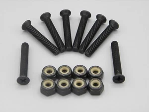 Skate Skateboard Mounting Bolts & Lock Nuts Hardware 1.25" Black Counter Sunk - Picture 1 of 3