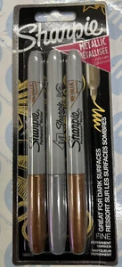 Sharpie Permanent Markers Fine Tip Metallic Colours 3 Pack silver -1 2-bronze  - Picture 1 of 3