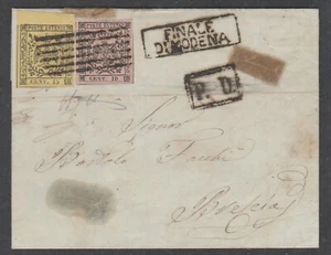 MODENA, 1855, SASSONE 2 ,3 ON COVER FROM FINALE EMILIA TO BRESCIA, SEE!! - Picture 1 of 2
