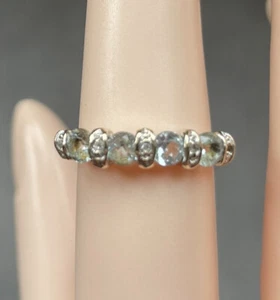 Anillo de topacio y diamantes de oro amarillo azul de 9 quilates, talla M 1/2 del Reino Unido, talla 52 1/2 de la UE - Imagen 1 de 7