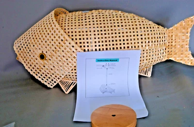 Fish-Shaped Rattan Woven Pendant Light,1-Lights Boho Fish Lighting,Natural Weav - Image 1 of 4