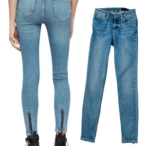 ALLSAINTS Grace Size 27 Blue Ankle Zip Jeans - Picture 1 of 12