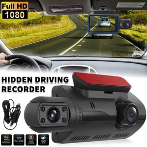 Car Dual Lens Dash Cam HD 1080P Front/Rear/Inside Video Recorder Camera G-Sensor - Picture 1 of 24