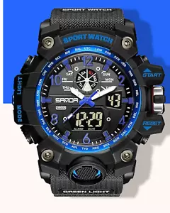 Men's Sports Outdoor Waterproof Military Wrist Watch LED Alarm Stopwatch - Picture 1 of 5