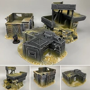 3 BUNKER COMMAND BUILDINGS WARHAMMER 40K TERRAIN WARGAMING NECROMUNDA INDUSTRIAL - Picture 1 of 15