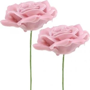 Deko Wachsrosen Rosa Künstliche Blumen Tischdeko Hochzeit Ø8cm 12er Set - Bild 1 von 4