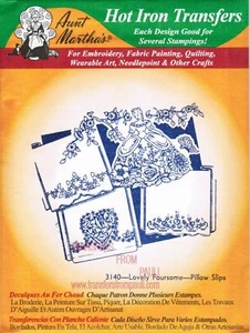 Lovely Foursome Pillow Slips Aunt Martha's Hot Iron Embroidery Transfer #3140 - Picture 1 of 1