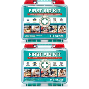 2 PACK- General Medi 220 Pieces Small First Aid Kit - HardCase First Aid Box - Picture 1 of 8
