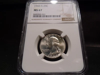 1943-S MS67 Washington Silver Quarter NGC Certified Superb Gem - White - Image 1 of 4