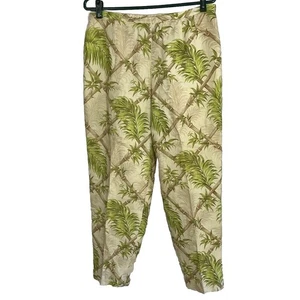 TALBOTS PETITES WOMEN'S SZ 14 LINEN FLORAL PRINT PANTS BAMBOO PRINT - Picture 1 of 6