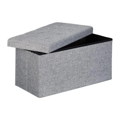 Faltbare sitzbank Faltbarer Sitzwürfel Klappbare Sitztruhe 85 L eckig grau - Bild 1 von 4