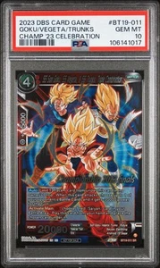 !! POP 1 !! 2023 DRAGON BALL CARD GAME CHAMPS FINAL GOKU/VEGETA/TRUNKS PSA 10 - Picture 1 of 2