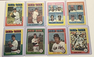 Lote Topps Red Sox 1975 con Fisk, Yaz, Rice/Lynn RCs, Evans, Tiant Foto 1 de 4