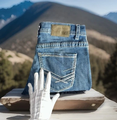 Мужские джинсы BKE с пряжкой размер 33x33 Jake прямые штанины синие эластичные джинсовые - Изображение 1 из 4