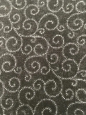 1/2 Yarda REMOLINOS 100% Tela Algodón 18" X 44" NUEVO 9.5 Negro y Gris Foto 1 de 2