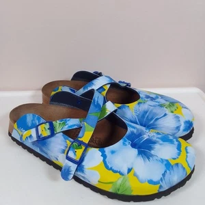 Birkies By Birkenstock Floral Slip On Clogs Shoes Size 42 Womens 11 Mens 9 Blue - Picture 1 of 9