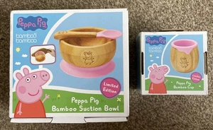 Bamboo Peppa Pig Suction Bowl & Cup. Pink. Limited Edition - BRAND NEW - Picture 1 of 7