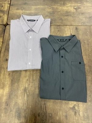 Travis Mathew Button Up Shirt XXL 2XL Lot of 2 Gray Striped Lavender  - Image 1 of 4