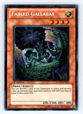 Yugioh Fabled Gallabas HA02-EN033 1st Edition Secret Rare Holo - NM 💎 - Image 1 of 2