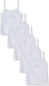 Hanes Girls’ Cami Tops, 100% Cotton Small, Gray/Light Pink/White - 5 Pack - Picture 1 of 4