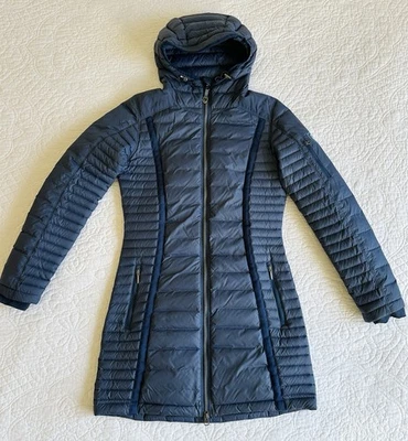 KUHL Projekt Jacket Women's XS Spyfire Goose Down Hooded Puffer Parka Blue Long - Image 1 of 4