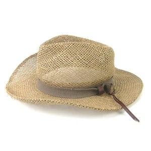 Vintage Men's Straw Hat XL 22" Panama Hat Brimmed Sun Hat Made in USA - Picture 1 of 12
