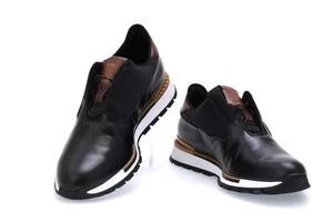 7985/ BERLUTI FAST TRACK GLAZED CALF LEATHER SNEAKERS S6318 GC5 BK size UK7 US8 - Picture 1 of 23