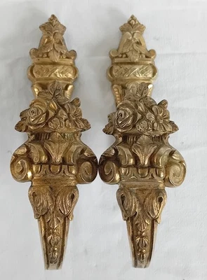 Ancienne paire d'embrasses anciennes en bronze doré XIX - Photo 1/4