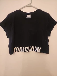 Gymshark Fraction Black Crop T Shirt Top Women's Sz XL EUC - Picture 1 of 8
