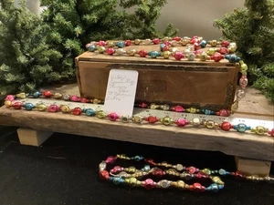 2154🌟Vintage Holiday Christmas 30s Mercury Glass Garland SQUARE Puff Bead 78” - Picture 1 of 11
