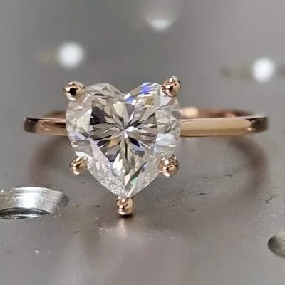 4.00 Ct Certified Heart Cut White Treated Solitaire Diamond 925 Silver Ring - Image 1 of 4