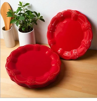 "Juego de 4 platos de cena de gres Toni rojo 11"" Pioneer Woman" Foto 1 de 4