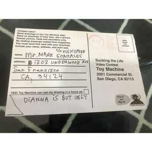 RARE ORIGINAL MARK GONZALES HANDWRITTEN TOY MACHINE CONTEST POSTCARD THRASHER - Picture 1 of 5