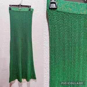 Isabelle François Green Crochet Maxi Skirt Women’s Small St. Tropez Mermaidcore - Picture 1 of 6