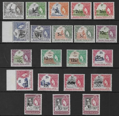 BASUTOLAND 1961 НАБОР С НАДПЕЧАТКОЙ (11) С НЕСКОЛЬКИМИ ТИПАМИ LMH/MH SG. 58-68b (D856) - Изображение 1 из 2