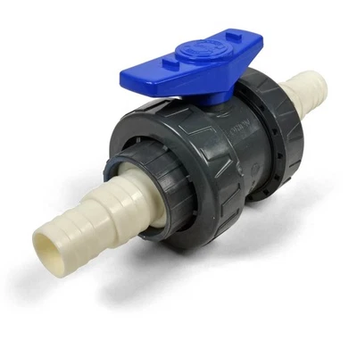 PVC Kugelhahn 2-Wege Ø 32 +38 mm Schlauchanschluss für Pool Schwimmbad Teich - Bild 1 von 4