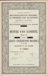 Netherlands : Hollandsch Duitsche Hypotheek en Onroerend Goed Maatschappij 1921 - Picture 1 of 1