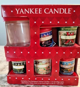 Retired Yankee Candle Holiday Christmas 5 Votive Candle Boxed Gift Set 2006 - Picture 1 of 9