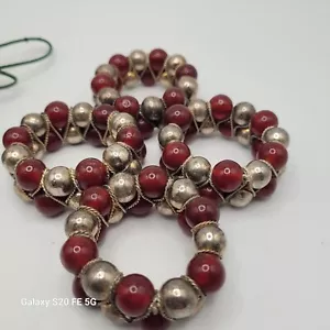 RED Glass and Metal Beaded Napkin Rings Set of 4 - Picture 1 of 12